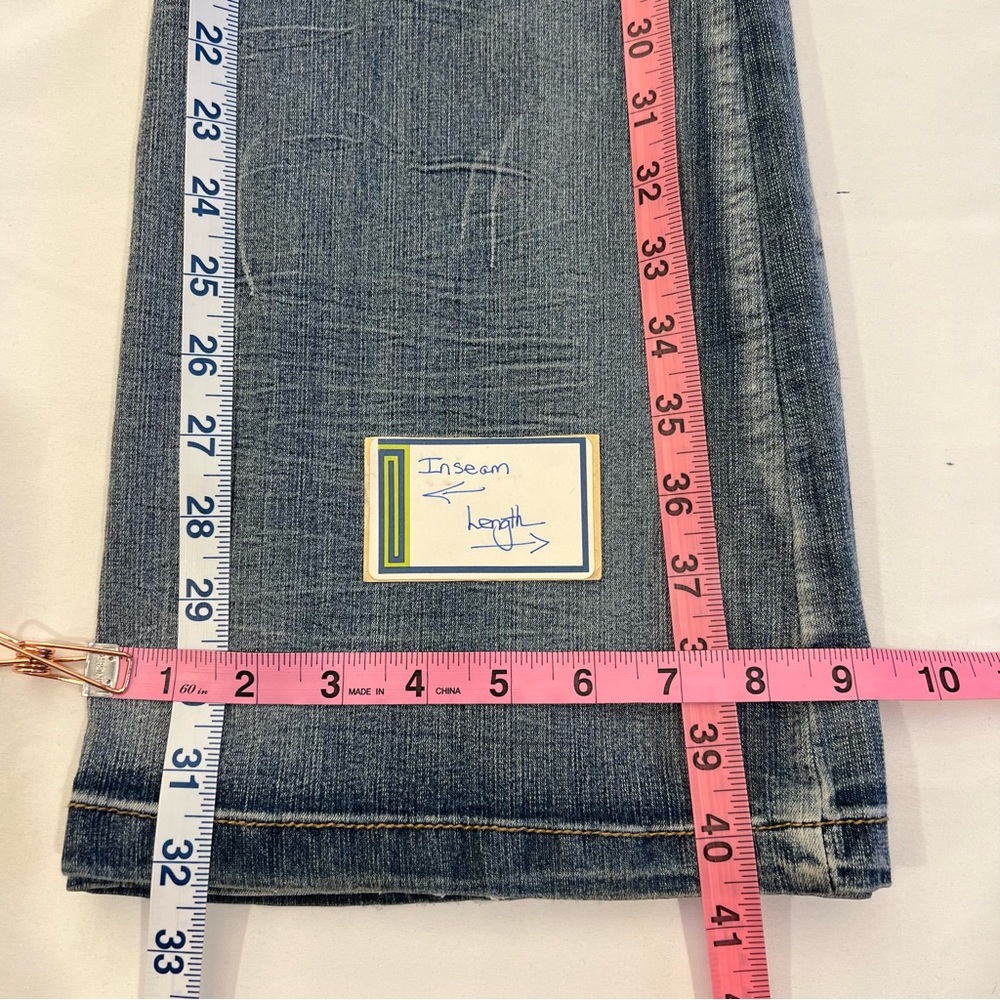 Vintage Industrial Cotton Embroidered Distressed Flare Bootcut Denim Jeans SZ 5 - Picture 16 of 16